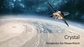  Presentation with monitoring - Colorful PPT layouts enhanced with space satellite monitoring from earth backdrop and a lemonade colored foreground