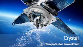  Presentation with satellite - Theme with space satellite orbiting the earth background and a teal colored foreground