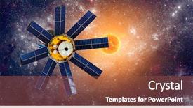  Presentation with sun star - Cool new slides with space satellite orbiting the earth backdrop and a red colored foreground