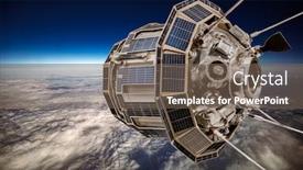  Presentation with satellite - Amazing slide set having space-satellite-orbiting-the-earth backdrop and a violet colored foreground