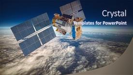  Presentation with satellite - PPT layouts with space-satellite-orbiting-the-earth background and a navy blue colored foreground