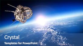  Presentation with satellite - Beautiful theme featuring space satellite orbiting the earth backdrop and a ocean colored foreground