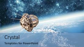  Presentation with satellite - Colorful theme enhanced with space satellite orbiting the earth backdrop and a teal colored foreground