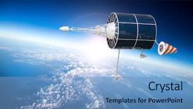  Presentation with satellite - PPT theme having space satellite orbiting the earth background and a teal colored foreground