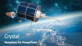  Presentation with satellite - Audience pleasing slide set consisting of space satellite orbiting the earth backdrop and a  colored foreground