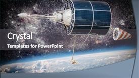  Presentation with satellite - Colorful PPT theme enhanced with space satellite orbiting the earth backdrop and a  colored foreground