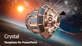  Presentation with sun star - Theme enhanced with space satellite orbiting the earth background and a tawny brown colored foreground