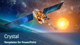  Presentation with sun star - Theme having space satellite orbiting the earth background and a ocean colored foreground