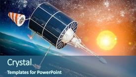  Presentation with sun star - Presentation theme having space satellite orbiting the earth background and a ocean colored foreground