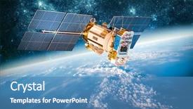  Presentation with satellite - Colorful PPT theme enhanced with space satellite orbiting the earth backdrop and a teal colored foreground