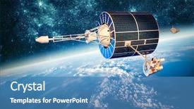  Presentation with sun star - Beautiful PPT layouts featuring space satellite orbiting the earth backdrop and a teal colored foreground