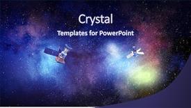  Presentation with satellite - Colorful theme enhanced with space satellite over starry background backdrop and a navy blue colored foreground