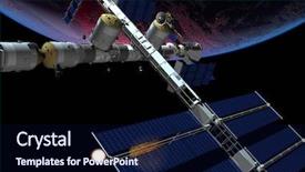  Presentation with outer space - Presentation design enhanced with space ship in outer space background and a navy blue colored foreground