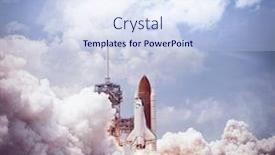  Presentation with space shuttle - Beautiful presentation theme featuring space-shuttle-launches-from-spaceport backdrop and a sky blue colored foreground