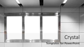  Presentation with station - Beautiful presentation featuring space station - blank billboard on white wall backdrop and a light gray colored foreground