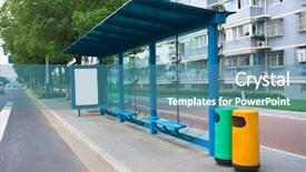  Presentation with bus - Theme having space station - outdoor billboard image blank white background and a teal colored foreground