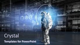  Presentation with space suit - Slide set consisting of technlogies - space suit design mixed media background and a tawny brown colored foreground