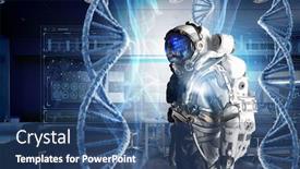  Presentation with space suit - Cool new slide set with technlogies - space suit design mixed media backdrop and a ocean colored foreground