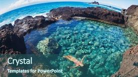  Presentation with floating - Colorful PPT theme enhanced with space travel - attractive young woman floating backdrop and a ocean colored foreground