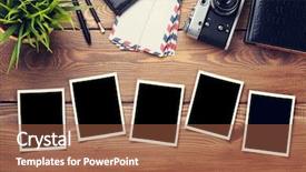  Presentation with space travel - Presentation featuring space travel - blank photo frames camera background and a tawny brown colored foreground