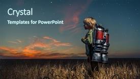  Presentation with backpack - Slide set consisting of space travel - little boy with a backpack background and a ocean colored foreground