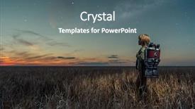  Presentation with backpack - Amazing presentation theme having space travel - little boy with a backpack backdrop and a ocean colored foreground