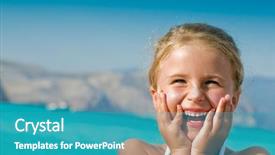  Presentation with summer at the beach - Slide set with space travel - summer beach - lovely girl background and a teal colored foreground