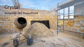  Presentation with architecture home - Colorful slide set enhanced with space truss design - home building concrete mixer backdrop and a  colored foreground