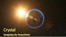  Presentation with space universe - Cool new PPT theme with space view on planet earth backdrop and a tawny brown colored foreground