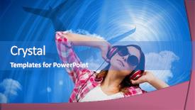  Presentation with music signs dark blue - Beautiful theme featuring space vortex - casual brunette listening to music backdrop and a teal colored foreground