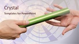  Presentation with baton - Beautiful presentation theme featuring space vortex - hand of athletes passing backdrop and a lemonade colored foreground