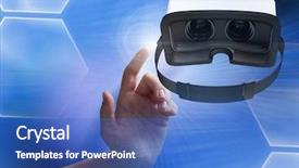  Presentation with virtual hand - Presentation theme enhanced with space vortex - hand touching and interacting background and a teal colored foreground