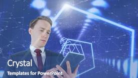  Presentation with space vortex - Cool new slide deck with space vortex - man texting in darkness backdrop and a ocean colored foreground