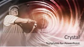  Presentation with golf - Beautiful slide deck featuring space vortex - view of a man playing backdrop and a coral colored foreground