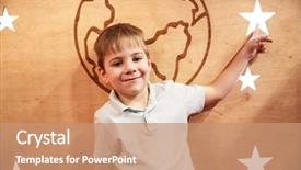  Presentation with dog baby cute child - Theme consisting of space wall pointing to star background and a coral colored foreground