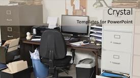  Presentation with piles - Presentation consisting of space with piles of file background and a mint green colored foreground