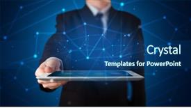  Presentation with dark blue world globe space - Colorful presentation enhanced with space with virtual connection network backdrop and a  colored foreground