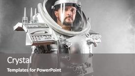  Presentation with costume - Presentation theme consisting of stars spacecraft - challenger astronaut space man's costume background and a gray colored foreground