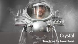  Presentation with galaxy - Amazing presentation theme having stars spacecraft - galaxy astronaut space man's costume backdrop and a gray colored foreground