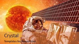  Presentation with sun star - Amazing theme having spacecraft and astronauts in space backdrop and a gold colored foreground