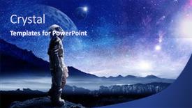  Presentation with mission - PPT theme enhanced with spaceman and his mission mixed media background and a navy blue colored foreground