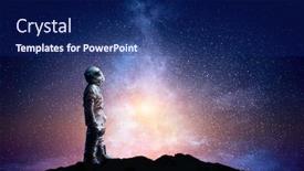  Presentation with mission - Cool new presentation theme with spaceman and his mission mixed backdrop and a navy blue colored foreground