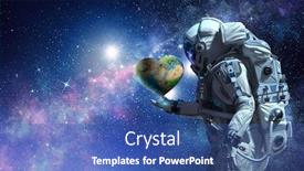  Presentation with mission - PPT theme having spaceman-and-his-mission-mixed background and a ocean colored foreground