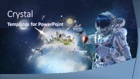  Presentation with mission - Beautiful theme featuring spaceman-and-his-mission-mixed backdrop and a navy blue colored foreground