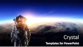  Presentation with spaceman - PPT theme having spaceman and planet human in space concept background and a black colored foreground
