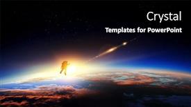  Presentation with spaceman - Audience pleasing slides consisting of spaceman and planet human in space concept backdrop and a black colored foreground