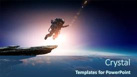  Presentation with spaceman - PPT theme with spaceman-and-planet-human background and a ocean colored foreground