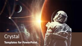  Presentation with planets - Slides enhanced with spaceman-and-planets-abstract-theme background and a tawny brown colored foreground