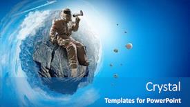  Presentation with spaceman - Beautiful slide set featuring spaceman and the planet earth abstract theme backdrop and a teal colored foreground