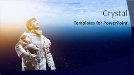  Presentation with spaceman - Colorful presentation theme enhanced with spaceman and the planet earth abstract theme backdrop and a light blue colored foreground